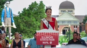 2026 Illinois State Fair Queen Krista Phillips, of Effingham, speaks at the State Fair ribbon cutting in August.