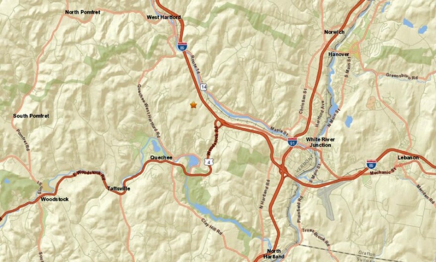 Map showing epicenter of earthquake