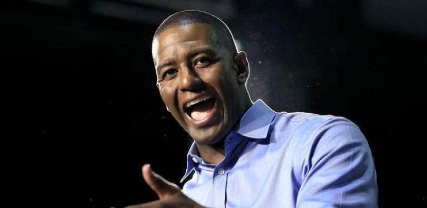 Andrew Gillum, Democratic nominee for governor of Florida, speaks during a campaign rally in Miami at Ice Palace Films Studios on Friday, Nov. 2, 2018.