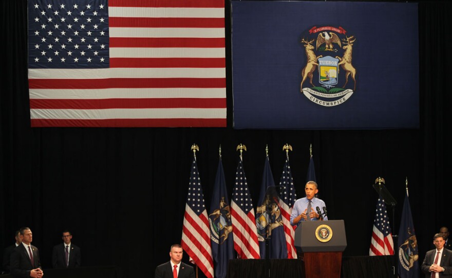 President Obama speaking in Flint, Michigan on May 4, 2016.