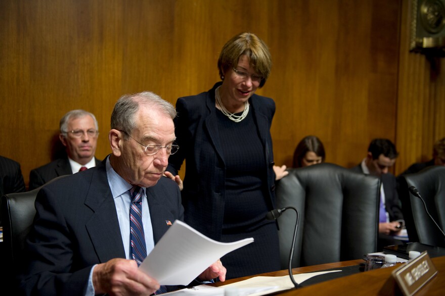Republican Sen. Charles Grassley of Iowa and Democratic Sen. Amy Klobuchar of Minnesota want drugmakers to stop wasting money by making eyedrops that are too big.