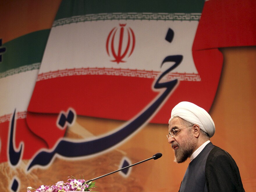 Iranian President-elect Hasan Rowhani speaks in Tehran on June 29, 2013. Rowhani says he wants to end Iran's isolation and is seeking greater interaction with the outside world.