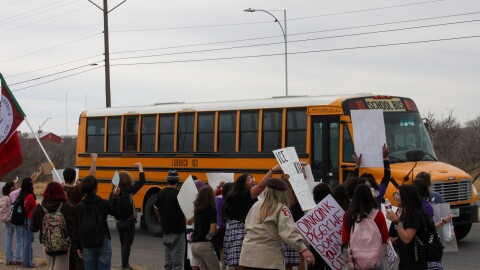 Around 30 students from Estacado High School and the Margaret Talkington School for Young Women Leaders gathered to join with other Texas students protesting actions by Immigration and Customs Enforcement.