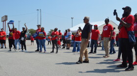  United Auto Workers members gathered on the parking lot of local UAW 2250 to call for General Motors to agree to it contract demands. If a new contract isn't reached by Thursday, workers could go on strike