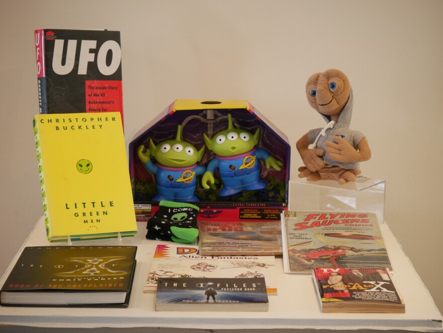 A display at the Portsmouth Historical Society of aliens in popular culture.