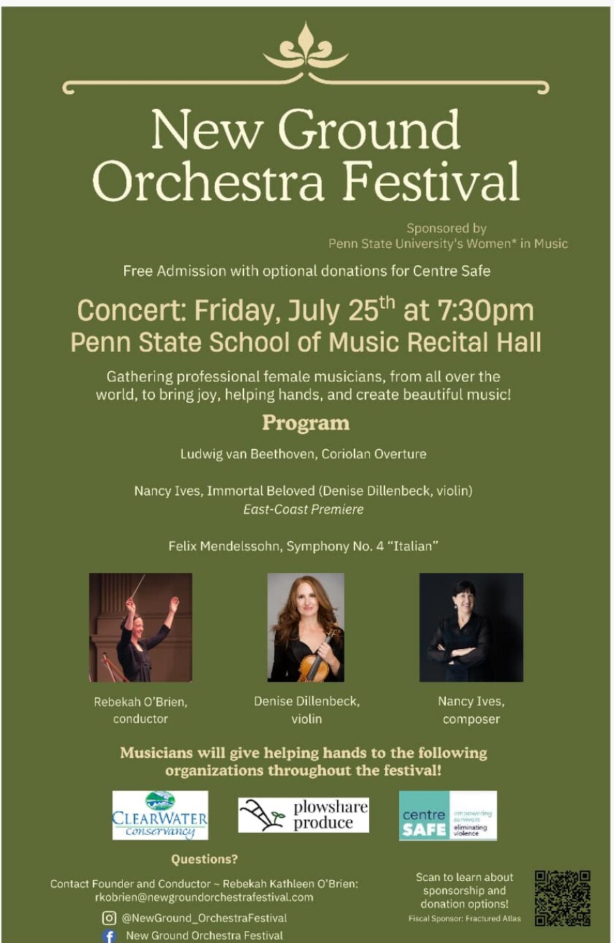 A flyer for the first ever New Ground Orchestra Festival at Penn State's University Park campus.