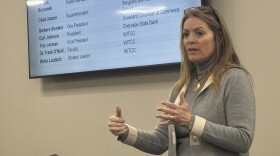 Sandy Caldwell of the Association of the Community College Trustees firm leads a forum concerned with the process of finding the next president of Western Iowa Tech Community College, on January 27, 2026. (Bret Hayworth, Siouxland Public Media News)