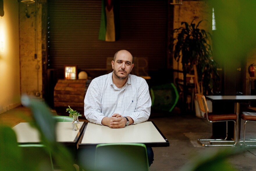 Abbas Alawieh, a spokesperson for the group Listen to Michigan, pictured at a coffee shop in Detroit, Mich., on Thursday.