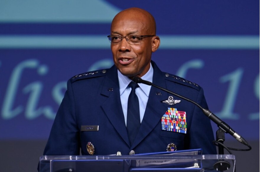 Air Force Chief of Staff Gen. CQ Brown, Jr. delivers a keynote address on the state of the Air Force during the 2022 Air, Space and Cyber Conference in National Harbor, Md., Sept. 19, 2022. (U.S. Air Force photo by Eric Dietrich)