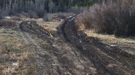 Recent damage at a warming shelter in the Caribou-Targhee National Forest includes a shot out window, illegal road construction and significant soil and ground disturbance. , according to the Soda Springs Ranger District. (Courtesy of James Vawser/U.S. Forest Service)