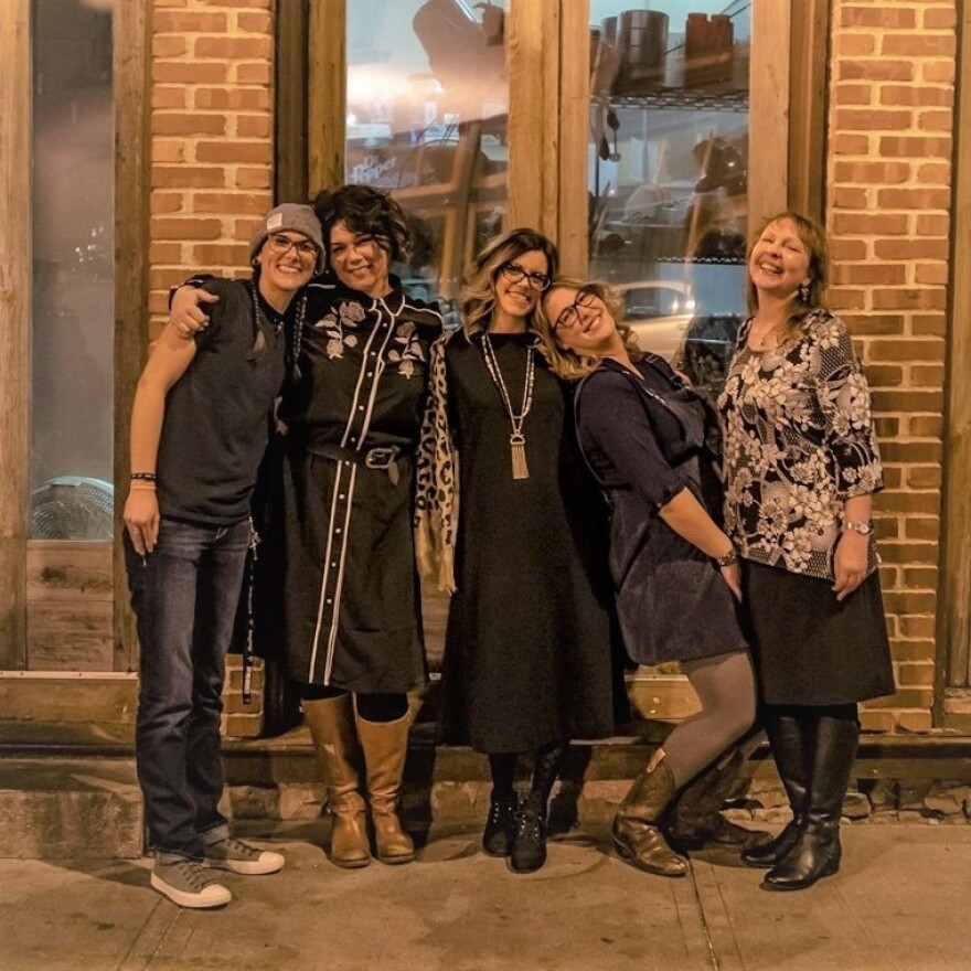 The Ozarks Songbirds (from left to right: Jessamyn Orchard, Kunti Bentley, Melissa Rea, Betsey Mae Graves, Melinda Moon Mullins)