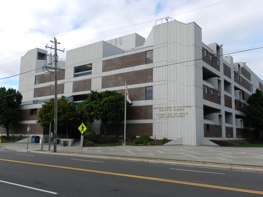  Exterior view of the Hayward Hall of Justice, Alameda County Superior Court, in Hayward, California