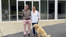 Michael Curtis, urologist, and Misty Blanchette Porter, a gynecologist and fertility specialist, are planning to open a freestanding surgery center in White River Junction in 2027. The dog is named Casco.