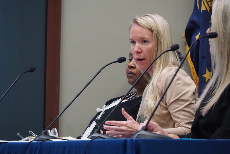 Medicaid Chief Clinical Officer Katrina Etter speaks on Tuesday, Oct. 27, 2026, at a quarterly financial review meeting.