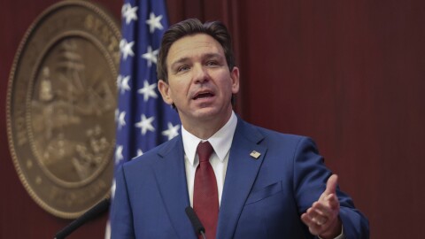 Ron DeSantis gives an address.