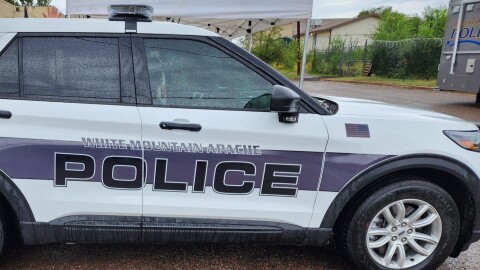 A parked tribal police cruiser.
