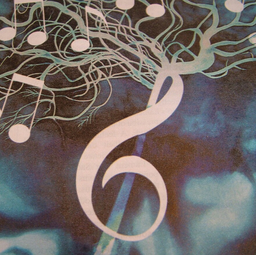 Music notes on a tree.