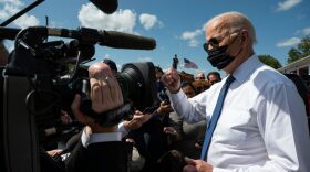 US President Joe Biden speaks to the press as he visits the Shanksville Volunteer Fire Department marking the 20th anniversary of the 9/11 attacks, in Shanksville, Pennsylvania.