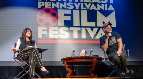 Julie Sidoni (left) conducting Q & A with a filmmaker at the 2023 Northeast Pennsylvania Film Festival