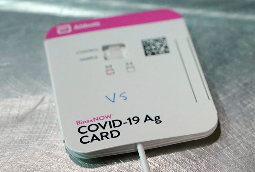 A BinaxNOW rapid COVID-19 test made by Abbott Laboratories.