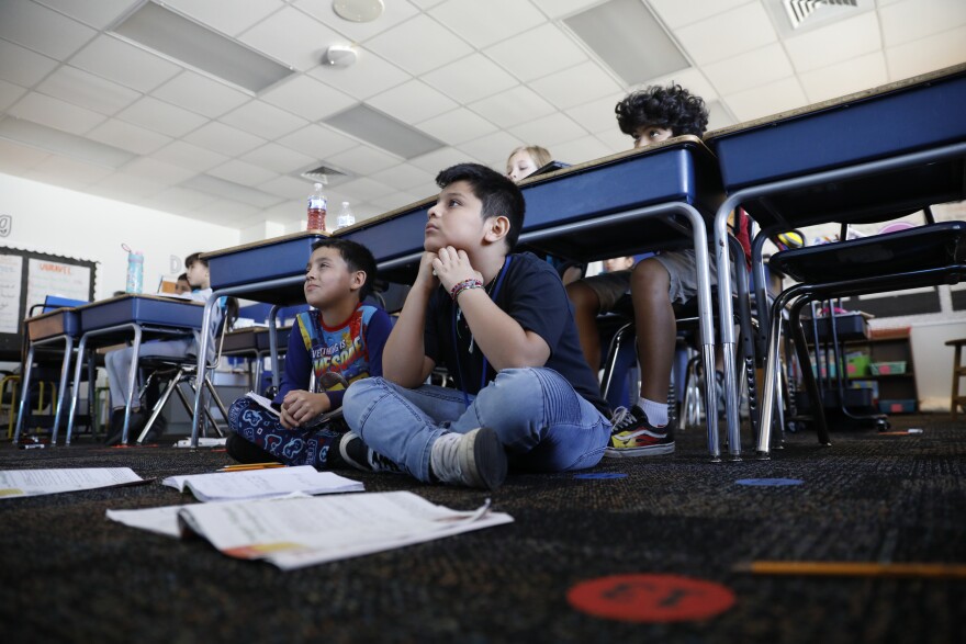 Students at Daughtrey Elementary School in Bradenton, where student-teacher interns are paid $15 an hour.