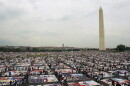 Panels of the AIDS Memorial Quilt displayed on the Washington Mall Oct. 11, 1992.