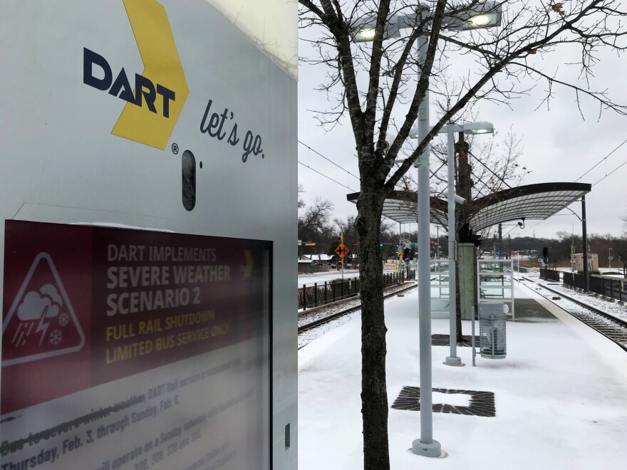 DART trains in Dallas stopped service because of Winter Storm Uri in February 2021.