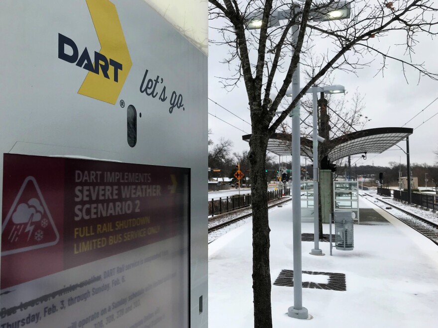  DART trains in Dallas stopped service because of Winter Storm Uri in February 2021.