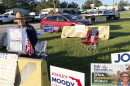 Retired high school math teacher Tom Lakin stands inside a special enclosure for campaign signs and campaigners at the Marion County Supervisor of Elections Office in Ocala on Thursday, the first day of early voting for the Nov. 3 General Election.