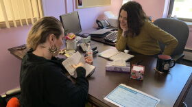 Caitlin Bentley (right) and Jenna Hall with YWCA Dayton.