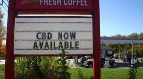 An advertisement for CBD at a gas station in Wilberforce