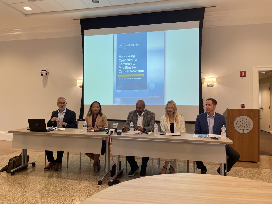 Members of the Central New York Community Engagement Committee discuss their release of the 'Community Priorities Document,' June 27.
