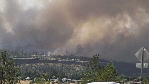 A view of Spokane's Old Trails fire about an hour after it ignited on Saturday afternoon.