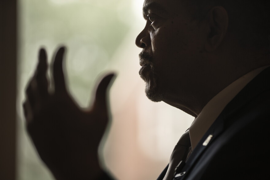 Dr. Mark Mitchell, former director of Hartford's health department and a founder of the Connecticut Coalition for Environmental Justice, speaks during an interview in Hartford, Conn., on Tuesday, Sept. 13, 2022. Mitchell says in the mid '90s, he examined about 30 kids and found that a third of them had asthma. He urged the state to look into what he believed was a clear pattern of disparities.
