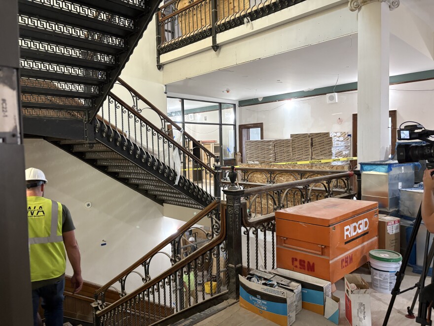 A view of of the work near the staircase on the second floor.