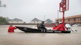 People are rescued from a flooded neighborhood after it was inundated with rain water, remnants of Hurricane Harvey, on Aug. 28, 2017 in Houston, Texas. (Scott Olson/Getty Images)