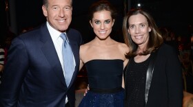 NBC News anchor Brian Williams with his daughter, actress Allison Williams, and his wife Jane Williams at HBO's "Girls" fourth season premiere party in New York.