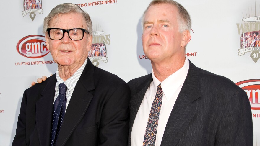 Earl Hamner Jr. and son Scott Hamner attend the 40th-anniversary reunion of <em>The Waltons </em>in Los Angeles in 2012.