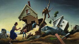 Thomas Hart Benton captured the 1951 Flood's grim aftermath in his painting 'Flood Disaster' also called 'Home Coming - Kaw Valley '