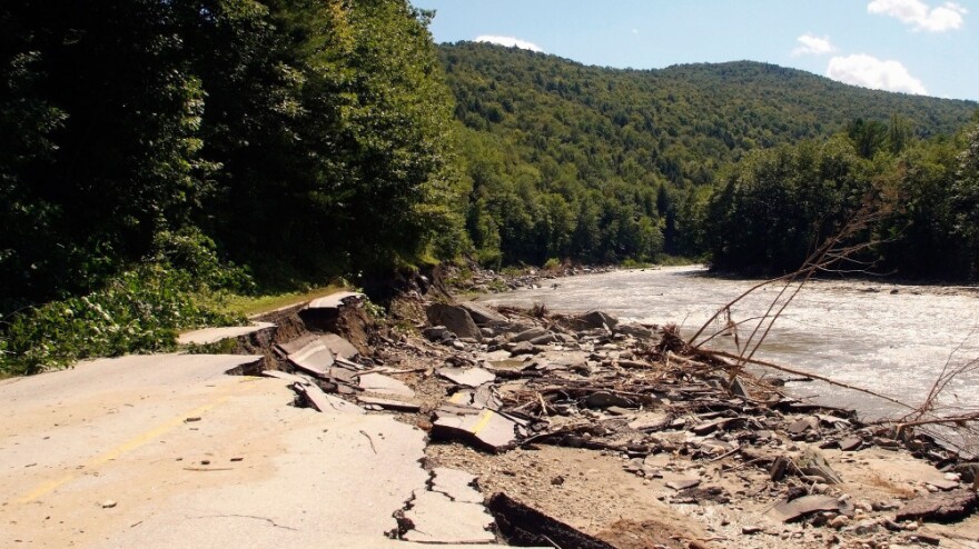 Some of the damage: Route 107 near Bethel, Vt.