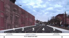 Rendering of a plan to reduce Liberty Street in Over-the-Rhine from seven lanes to five lanes.