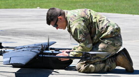 Sgt. 1st Class Joshua Duckett, assigned to the 837th Brigade Engineer Battalion, Michigan National Guard, prepares an Unmanned Aircraft System during training at Camp Grayling, Mich., May 20, 2026. The unit utilizes tactical drones to conduct aerial reconnaissance, route clearance support, and battlefield surveillance. (U.S. Army National Guard photo by Daniel Garas)