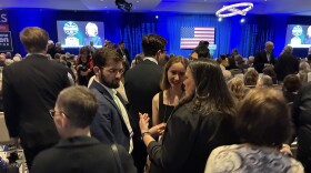 Attendees mingle at the New Hampshire Democratic Party's McIntyre-Shaheen Dinner in Nashua, April 25, 2026.