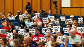 Protesters during City Council meeting