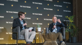 From left, Patrick Svitek speaks with political consultant and former White House Deputy Chief of Staff Karl Rove during a one-on-one conversation at The Texas Tribune Festival 2026 on Saturday, Sept. 26, 2026.