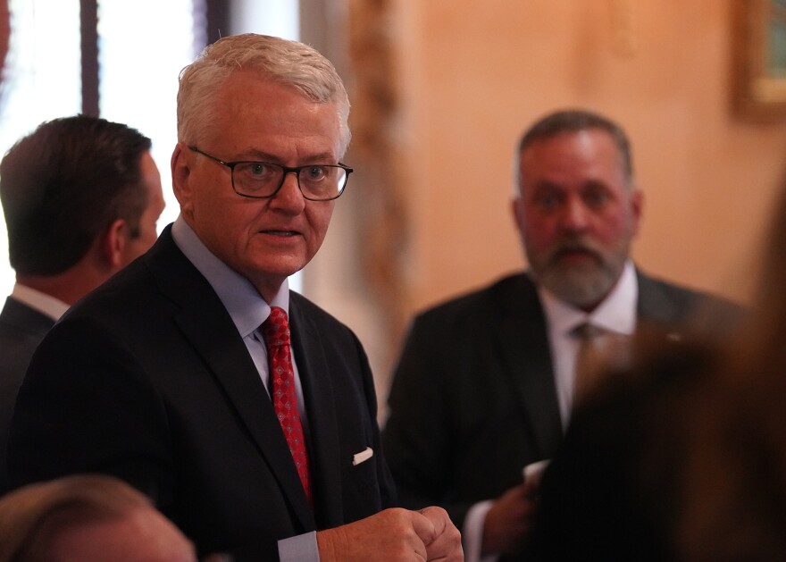 South Carolina Treasurer Curtis Loftis before the hearing for the removal of Loftis from office in the South Carolina Senate on April 21, 2025.