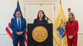 Jennifer Davenport speaks after Mikie Sherrill announces her as the next state attorney general