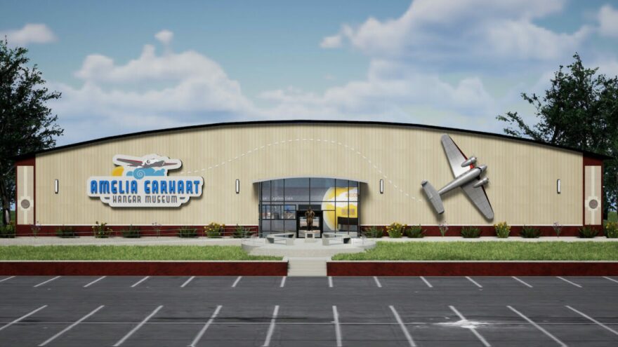 The Amelia Earhart Hangar Museum is set to open sometime next year. Pictured is an artistic rendering of the planned building.