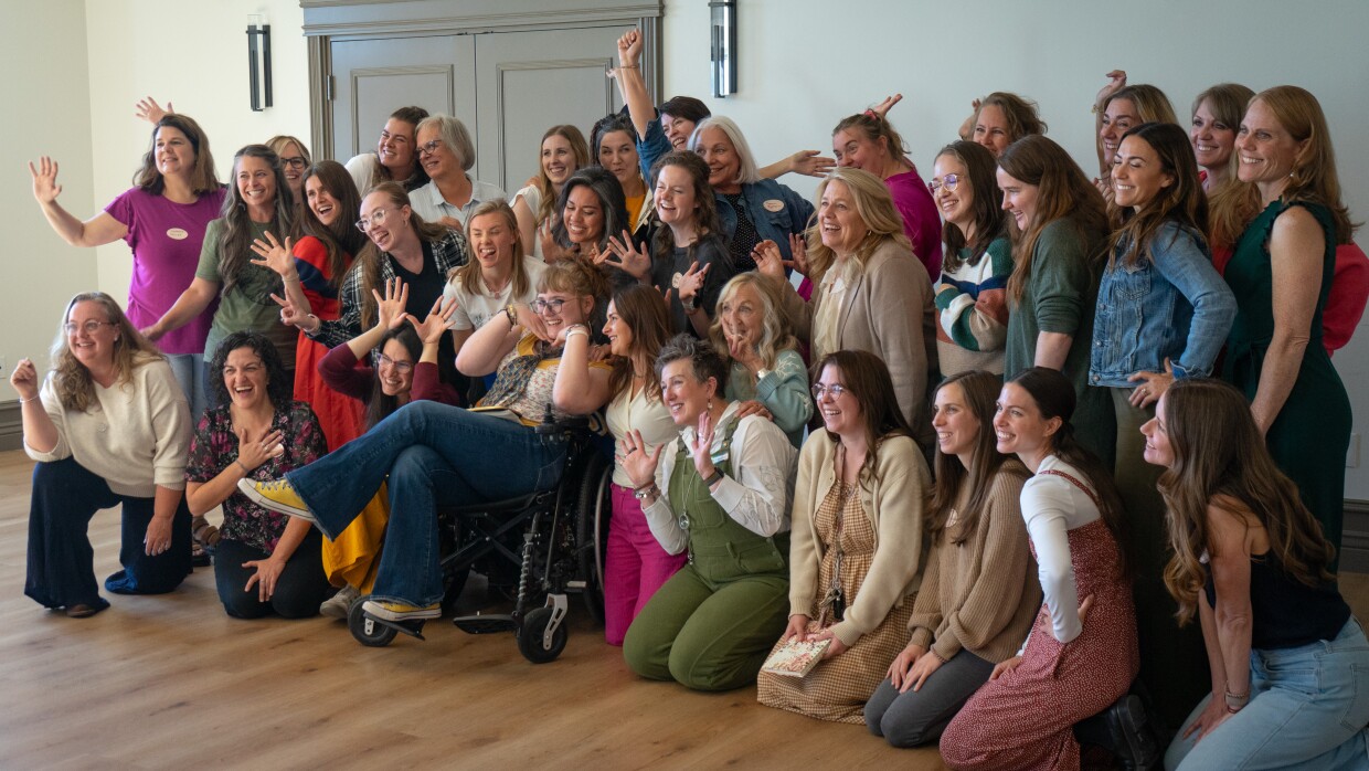 A group photo of the women who attended the Divine Woman Festival at Thanksgiving Point, in Lehi, Oct. 17, 2025.