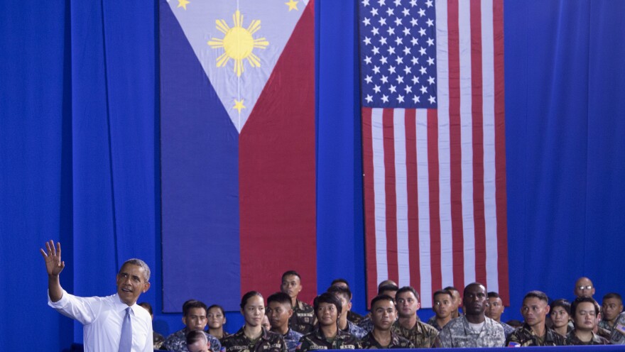 President Obama was at Fort Bonifacio in Taguig, Philippines, on Tuesday, during the last leg of his four-nation tour through the Asia-Pacific region.